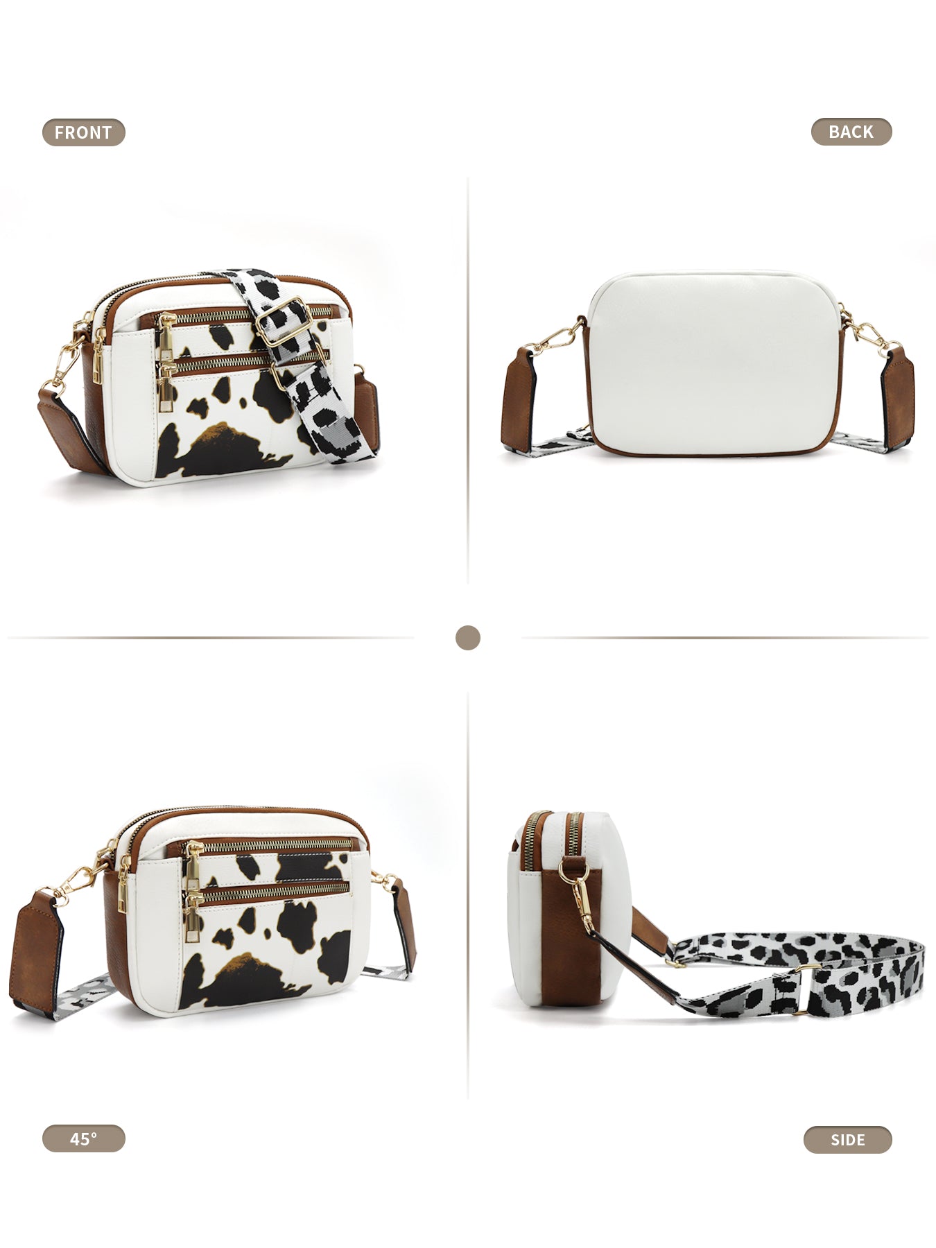 CINBIN Cow Print Women Small Crossbody Bags with Cute Adjustable Shoulder Strap